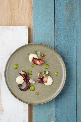 Spanish octopus coked as char siu