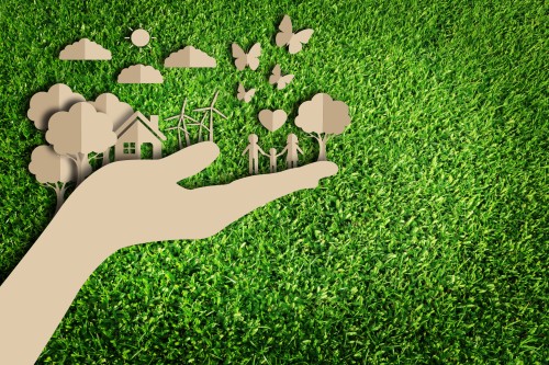 Paper,Cut,Of,Eco,On,Green,Grass